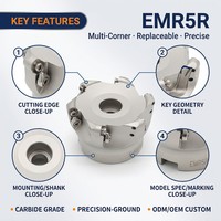 OEM Personnalisable CNC Face Fraise Plaques Antichoc Durci EMR5R Flying End Mill pour Centre D'usinage Fraisage ODM