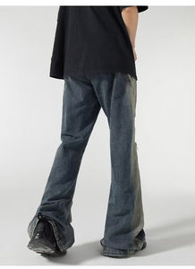 กางเกงเอี๊ยมผู้ชายสไตล์วินเทจ Y2K ทรงหลวม แต่งซิป ผ้าหนา เป็นมิตรกับสิ่งแวดล้อม ดีไซน์ต่อผ้าแบบสตรีทแฟชั่น ทรงตรง - Product Image 2