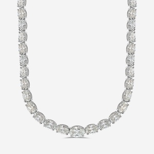 สร้อยคอแฟชั่นสำหรับผู้หญิงประดับเพชรรูปวงรีสีทองสีขาวล้วน18K ประดับเพชรสำหรับปลูกในห้องปฏิบัติการ - Product Image 4