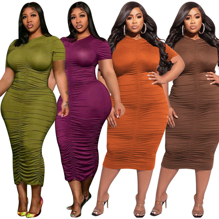 Best Selling Elegant Fat Girl Short Dresses Plus Size Fashion
