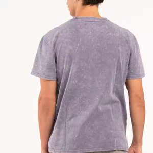 Camiseta de cuello simulado de algodón pesado a la moda, Camiseta con estampado de hojaldre para venta al por mayor, la mejor camiseta de lavado ácido 2025 - Product Image 3