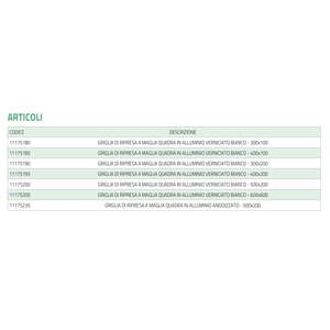 Rejilla de entrada de aire cuadrada de aluminio pintada de blanco Tecnosystemi para sistemas de aire acondicionado - Product Image 6