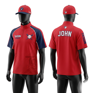 Premium 280 GSM Interlock Polyester Baseball Quarter <b>Zip</b> Training <b>Top</b> Aqua Blue Black Contrast Panels Custom Sublimation logo - Product Image 3