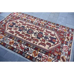 Alfombra ecológica de lana negra y roja Kilim de área grande, 4,3x7,1 pies, tejido plano turco, respaldo de látex, Alfombra de pasillo para habitación - Product Image 4