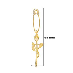 Rosa flor diseño circón piedra solo pendiente turco al por mayor 925 joyería de plata esterlina - Product Image 3