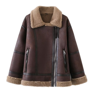 Veste en cuir d'agneau véritable pour femme, mode hiver 2025, personnalisée, style chaud, col en fourrure, veste en cuir pour le jour de l'an - Product Image 1