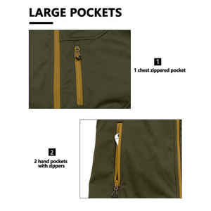 Chalecos y chalecos personalizados sin mangas con cremallera frontal completa y bolsillos laterales de poliéster Softshell abierto para hombre - Product Image 5