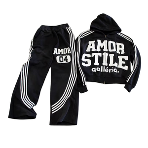 เสื้อวอร์มพิมพ์ลายตัวอักษรพิมพ์ลายแอซิดสไตล์วินเทจผ้าพัฟฟ์ใส่สบาย - Product Image 3