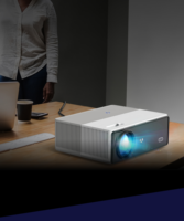 Proyector VIVIBRIGHT D4000 4K LED para Cine en Casa, con Android, WIFI, 3D, LCD, Video, IPTV, Resistente al Polvo, con Diseño de Tela Artística, 1080P, Mini Inteligente