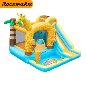 Toboggan gonflable de haute qualité pour 3 enfants (jusqu'à 135 kg) avec souffleur d'air intégré, panier de basket et capacité de charge élevée, idéal pour les journées ludiques scolaires - Product Image 2