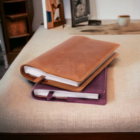 ALBORZ - Journal en cuir de vachette fait main avec logo personnalisé vintage gravé, reliure A5, couverture de Bible de haute qualité