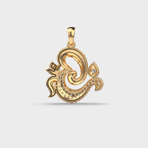Collier pendentif Om en or jaune de luxe avec incrustation de diamants sertis en canal, unisexe, à porter au quotidien, bijoux hindous - Product Image 4