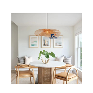 โคมไฟไม้ไผ่แบบมีสายห้อย,โคมไฟหวายชนบทโคมไฟแบบสานโคมระย้าทอสำหรับห้องรับประทานอาหารห้องนั่งเล่น - Product Image 3