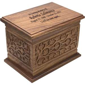 Urnas de cremación de ataúd de diseño tallado a mano para cenizas humanas Exhibición de cenizas de entierro Urnas de cremación de madera para cenizas conmemorativas - Product Image 6