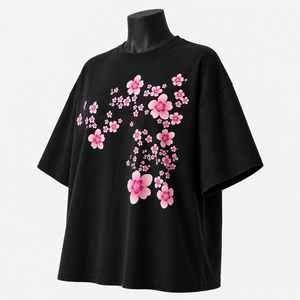 Camiseta Extra Grande de Algodón para Mujer, Diseño Premium con Estampado de Flores Rosadas, Top Moderno - Product Image 3