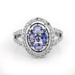 Anillos de Plata de Ley 925 de diseñador maravilloso para mujer, venta al por mayor, piedra preciosa de tanzanita auténtica, corte ovalado clásico para bodas - Product Image 1