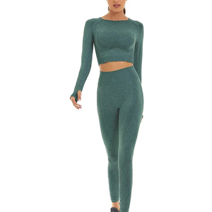 Top corto de manga larga de verano, ropa de calle para mujer, conjuntos sólidos de verano, Top corto sin mangas, conjunto de dos piezas de punto, Sexy Club Floral - Product Image 2