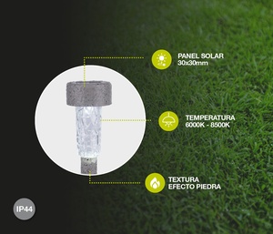 Lampada da giardino a LED solare Tuni, effetto pietra, IP44, 8500K, 1xAAA (GSC 201210015) - Product Image 3