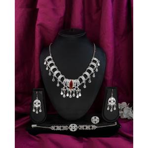 Ensemble de bijoux traditionnels français africains en pierre rouge, plaqué argent, alliage, collier, bracelet, bague, collier ras du cou tendance - Product Image 4
