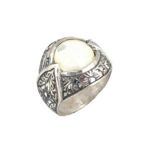 Anillo de plata 925 con incrustaciones de perlas redondas y piedras preciosas naturales con certificación GRS, talla Tal Kalemli, para uso diario, para hombre. - Product Image 1