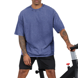 Wholesale Mens Washed Shirts Men's Custom Print Vintage T-Shirt, Oversized <b>Drop</b> Shoulder <b>Acid</b> Wash Tee for Edgy Street Style - Product Image 5