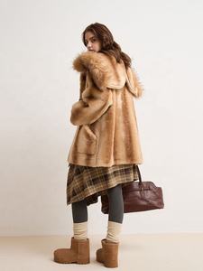 Nouvelle veste d'hiver pour femmes en coton avec doublure en fourrure, col en fourrure, taille ajustable, parka longue à capuche, taille plus M-6XL - Product Image 3