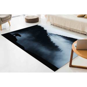 Bear Silhouette <b>Rug</b>: Landscape Pattern, Non-Slip Carpet,<b>Chenille</b> <b>Rug</b> - Product Image 3