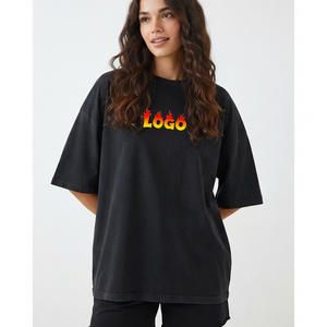 Camisetas de Manga Corta Holgadas y Lisas para Mujer, Estilo Casual, Color Negro, Tallas Grandes, Primavera/Verano, OEM/ODM - Product Image 4