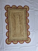 Tapis de jute rectangle fait à la main de haute qualité grand design tressé extérieur avec impression de couleur magnifiquement fabriqué en Inde