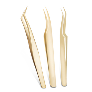 Pinzas rectas y curvadas para extensión de pestañas postizas, herramienta de maquillaje de acero inoxidable - Product Image 6