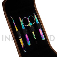 Juego de 4 Pinzas de Precisión para Cejas de Acero Inoxidable para Mujer, Tijeras Curvas Ecológicas con Puntas Puntiagudas para Vello Encarnado