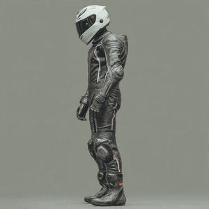 Costume de Moto en Cuir pour Homme, Veste de Motard à Col Montant, Pantalon en Cuir Chaud, Tenue de Moto en Cuir pour Homme - Product Image 5