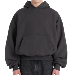 100% มีฮู้ดแบบสวมหัวโอเวอร์ไซส์ผู้ชายผ้าคอตตอนโอเวอร์ไซส์แฟชั่นแบบกำหนดเองสไตล์สตรีทแบบมีฮู้ดคอเสื้อมีลายสีล้วนสำหรับฤดูหนาว - Product Image 4