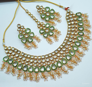 <b>INDIAN</b> TRADITIONAL and FASHIONABLE COPPER JEWELLERY BRIDAL WEDDING JEWELLERY <b>SET</b> for WOMEN EARRINGS and <b>NECKLACE</b> <b>SET</b> - Product Image 1