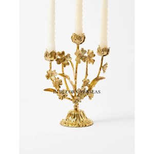 Flores y hojas diseñador aspecto atractivo alto grado chapado en oro de alta calidad Metal boda decoración candelabros suministros - Product Image 1