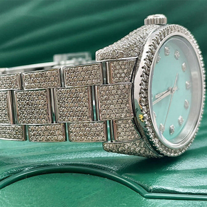 Montre unisexe à mouvement mécanique de style hip-hop, avec diamants, résistante à l'eau, analogique, calendrier, bracelet en cuir, bijoux - Product Image 2