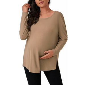 T-shirts de maternité pour femmes en gros - Nouveauté été 100% coton de haute qualité respirant imprimé design ample sans manches - Product Image 3