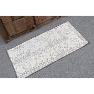 Tapis turc 1,5x3 pieds, petit tapis vintage, tapis persan gris et blanc - Product Image 2