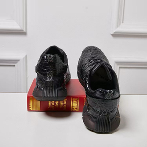 Scarpe da Uomo Nere in Pelle di Alligatore 100% Coccodrillo, Eleganti e Comode con Lacci - Product Image 6