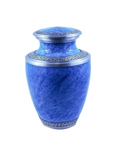 Urne funéraire gravée en argent pour cendres humaines Urne funéraire adulte fabriquée à la main-Grande urne funéraire pour cendres humaines-(bleu forêt) - Product Image 5
