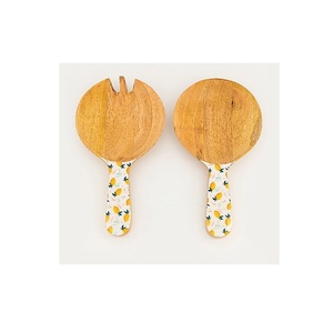 ชุดมีดสลัดทำจากไม้ธรรมชาติสำหรับใช้ในบ้านชุดเครื่องใช้บนโต๊ะอาหารรูปทรงไม่ซ้ำใครสีขาวและสีน้ำตาลสำหรับห้องครัวและร้านอาหาร - Product Image 3