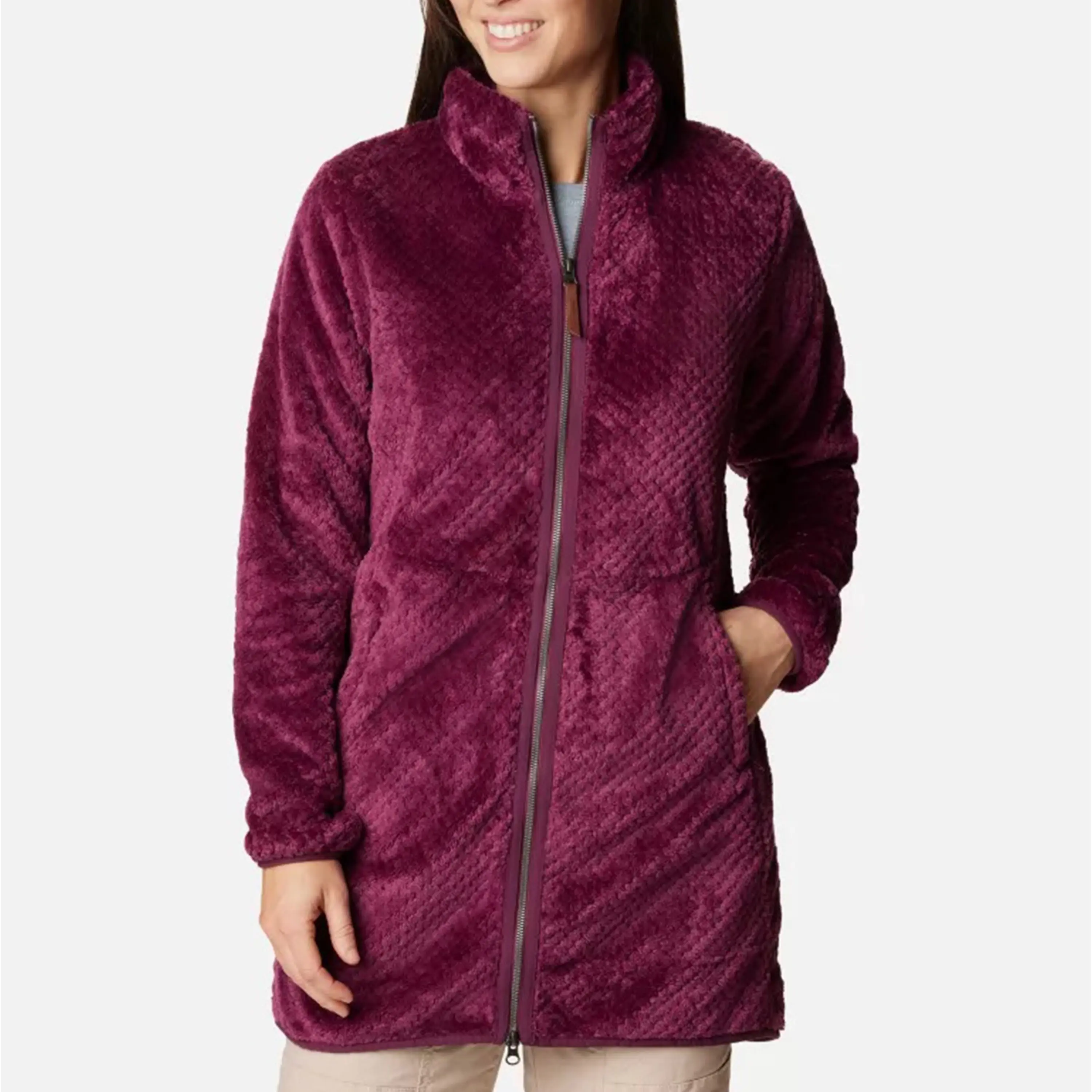 사용자 정의 로고 패션 여성 야외 전체 지퍼웨어 캐주얼 양털 코트 방풍 가을 겨울 의류 재킷