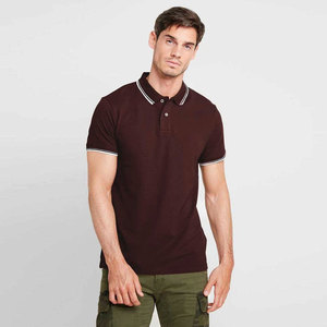 T-shirts pour hommes personnalisés avec logo brodé sur le devant, couleur unie, polyester/coton, légers, infroissables, séchage rapide, à manches courtes boutonnées - Product Image 3