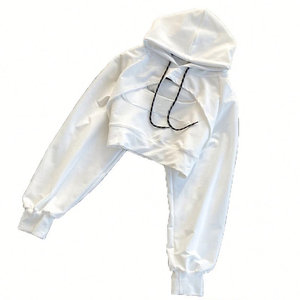 Nuevas mujeres personalizadas verde lima recortada Crop Top Sudadera con capucha pulóver sudadera con Sujetador deportivo sudaderas con capucha - Product Image 4