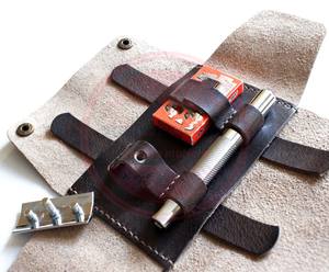 Soporte de kit de afeitado de cuero hecho a mano de Venta caliente \ Logotipo personalizado y tamaños Estuches de maquinilla de afeitar para el cuidado de los hombres - Product Image 4