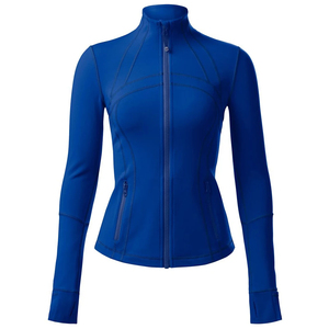 <b>Women</b> Full Zip Seamless Windproof Yoga Jacket Slim Fit Stand Solid Color Sports <b>Top</b> <b>Long</b> Sleeve Activewear for Gym Running - Product Image 1
