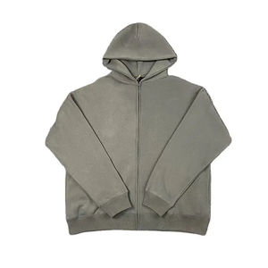 2023 alta calidad hombres gimnasio cremallera sudaderas con capucha chaqueta de gran tamaño Casual liso cremallera sudaderas con capucha para hombres personalizado vintage algodón hecho - Product Image 3