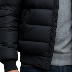 <b>Men</b>’s Ribbed Collar <b>Lightweight</b> Quilted Bomber <b>Jacket</b> <b>Casual</b> Winter Warm Zip Up Outerwear Custom Wholesale Manufacturer - Product Image 5