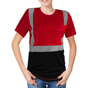 เสื้อยืดนิรภัยสีแดงและดำแบบยูนิเซ็กซ์ สะท้อนแสงได้ดี ผลิตจากผ้าฝ้าย พิมพ์ลายด้วย UV มีไซส์พลัสไซส์ให้เลือก - Product Image 6