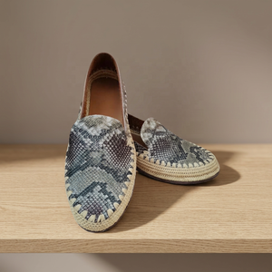 Mocassins faits main à imprimé animalier, dessus en paille, bout rond, doublure en cuir véritable, respirants, sandales d'été tendance - Product Image 3